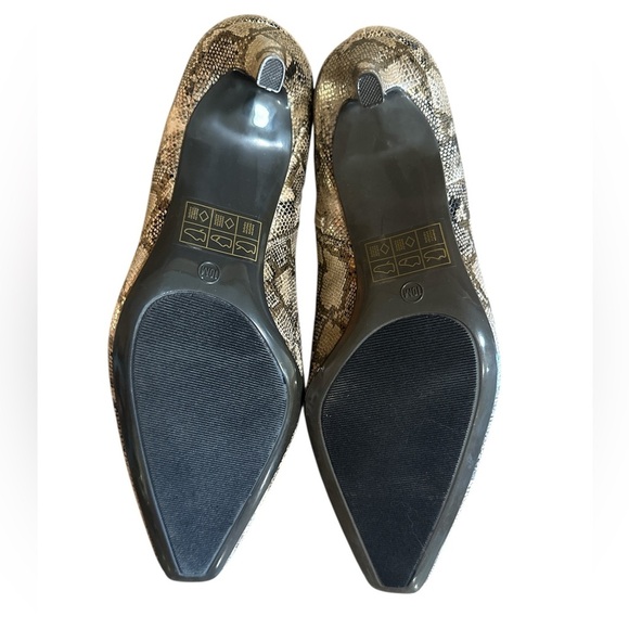 Anne Michelle Lena Bootie Size 10 Bronze Snake Side Zipper Kitten Heel - Picture 9 of 13